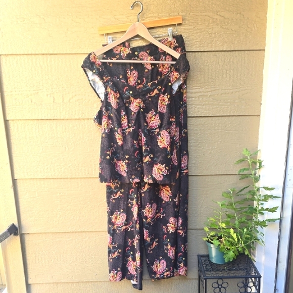 Torrid Two-piece Matching black Paisley Summer Pants Set 2x 18 20 - Picture 6 of 16